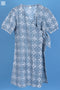 Slub Cotton Daisy Wrap Dress In Graphic Block Print