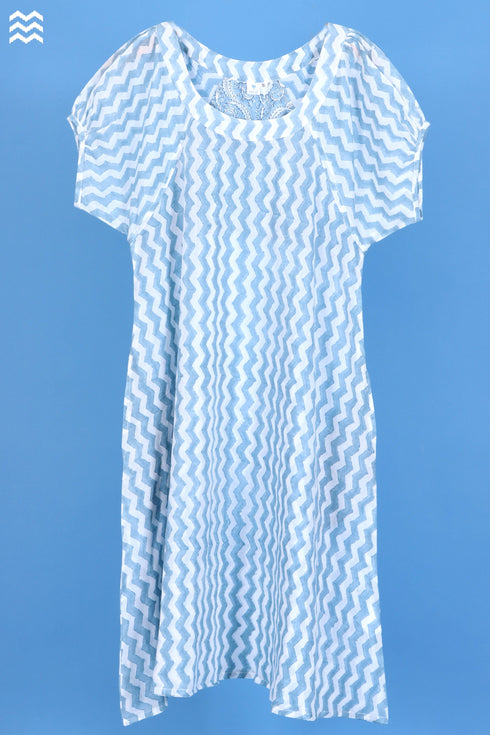 Mulmul Cotton Jelly Top In Zigzag Block Print