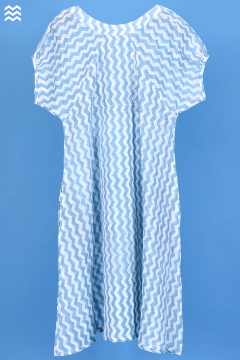 Mulmul Cotton Jelly Top In Zigzag Block Print