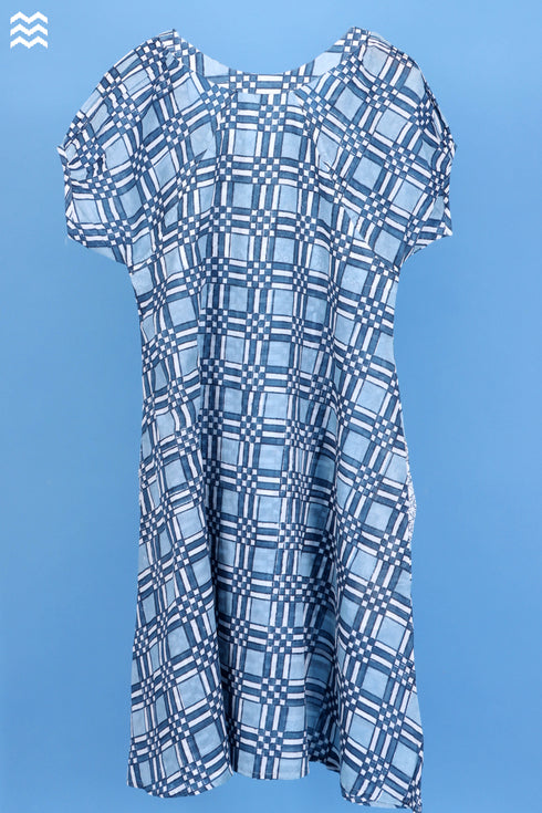 Mulmul Cotton Jelly Top In Checkered Block Print