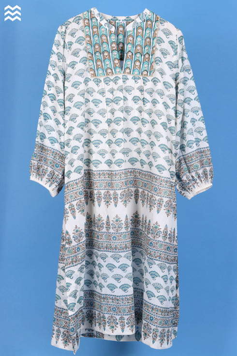 Mulmul Cotton Joplin Dress in Assorted Block Prints