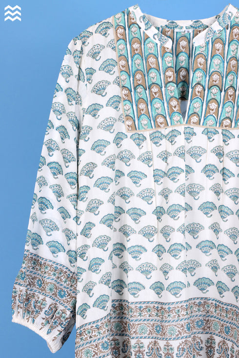 Mulmul Cotton Joplin Dress in Assorted Block Prints
