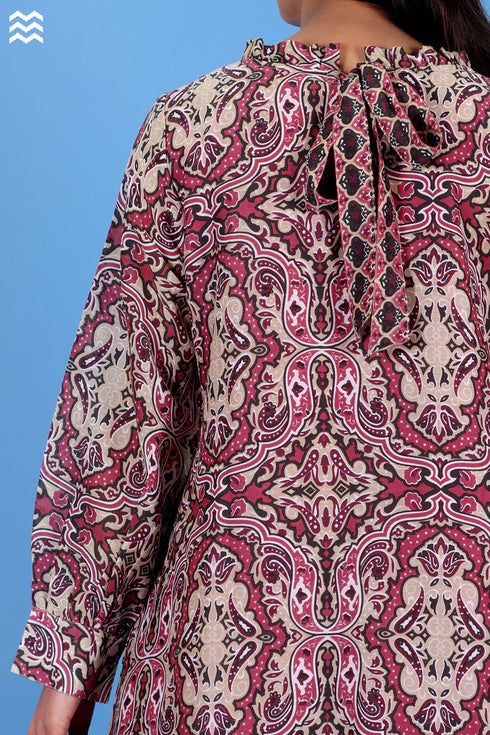 Cotton Silk Lizard Top In Graphic Print