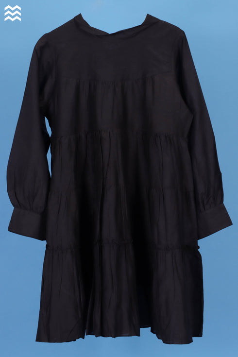 Cotton Silk Runway Dress In Assorted Block Print