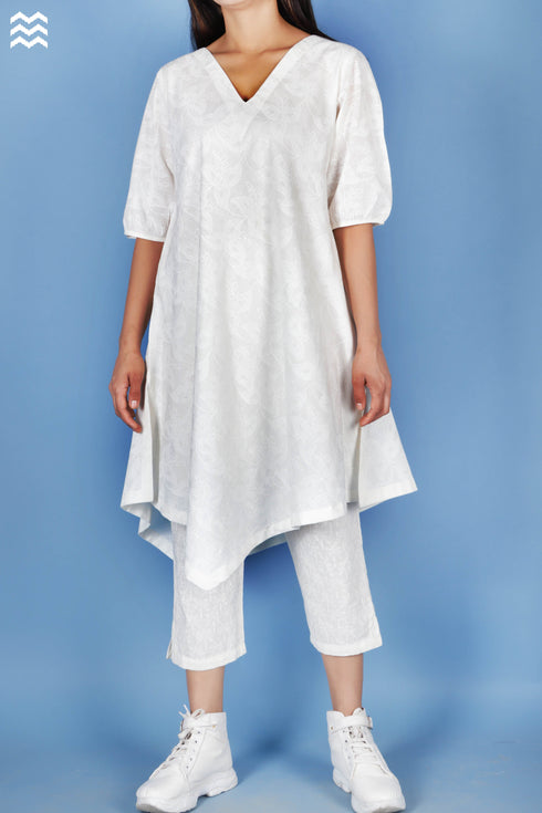 Slub Cotton Katori Top In Textured Block Print