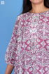 Cotton Silk Rose Top With Graphic Block Print