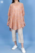 Cotton Silk Rose Top With Floral Block Print
