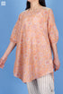 Cotton Silk Rose Top With Floral Block Print