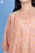 Cotton Silk Rose Top With Floral Block Print