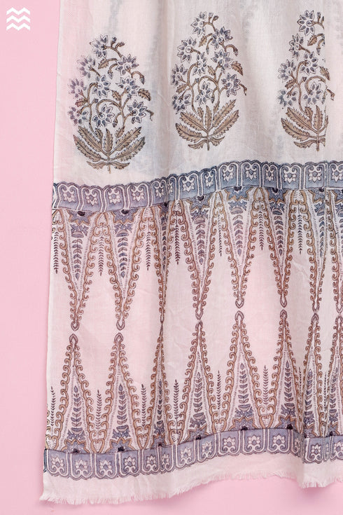 Wool Stole In Graphic Block Print