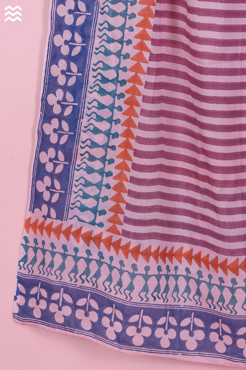 Mulmul Cotton Wrap In Graphic Block Print