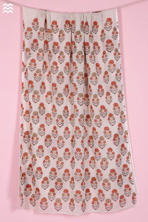 Mulmul Cotton Wrap In Floral Block Print
