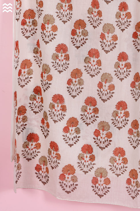 Mulmul Cotton Wrap In Floral Block Print