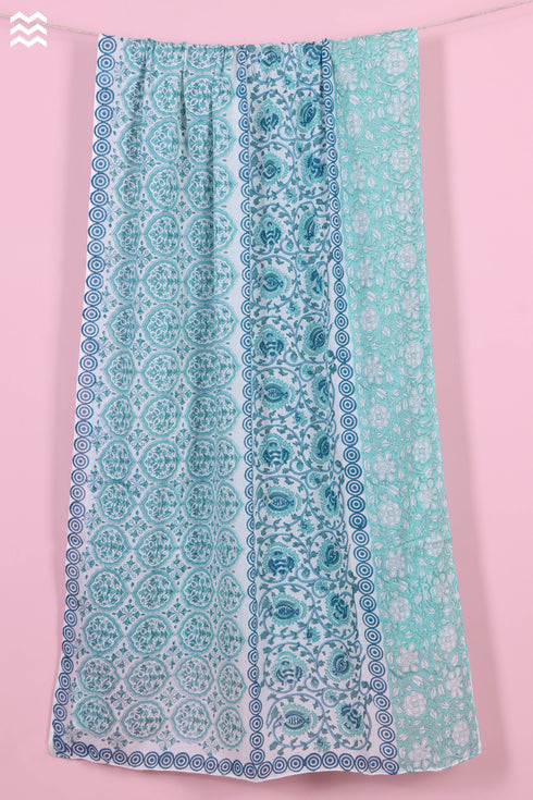 Mulmul Cotton Wrap In Floral Block Print