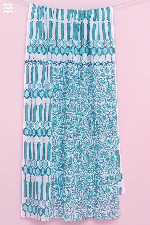 Mulmul Cotton 36” Wrap In Assorted Block Print