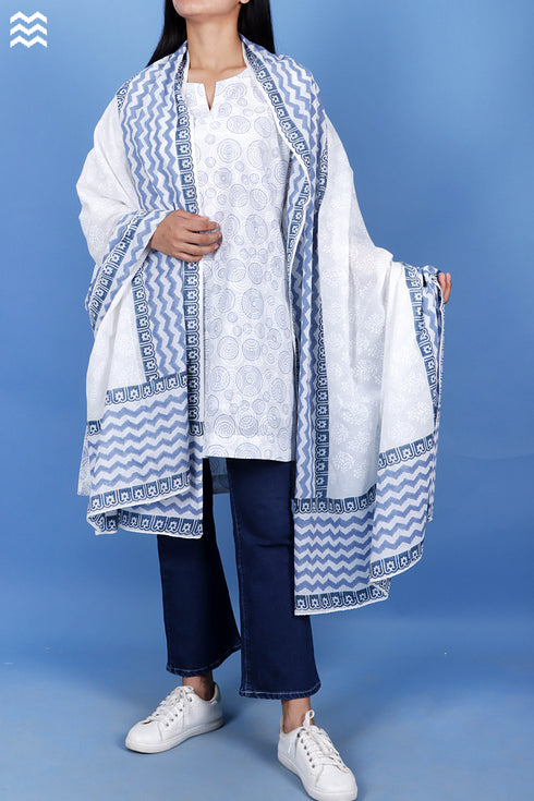 Mulmul Cotton Wrap In Assorted Block Print
