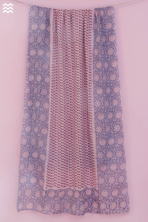 Mulmul Cotton Wrap In Floral Block Print