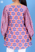 Cotton Silk Dunning Top In Graphic Block Print