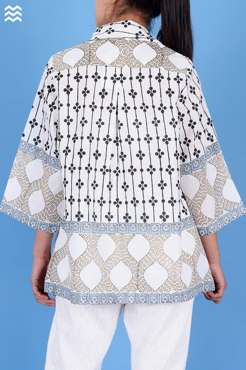 Slub Cotton Zoom Shirt In Graphic Block Print