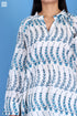 Slub Cotton Poiret Top In Floral Block Print