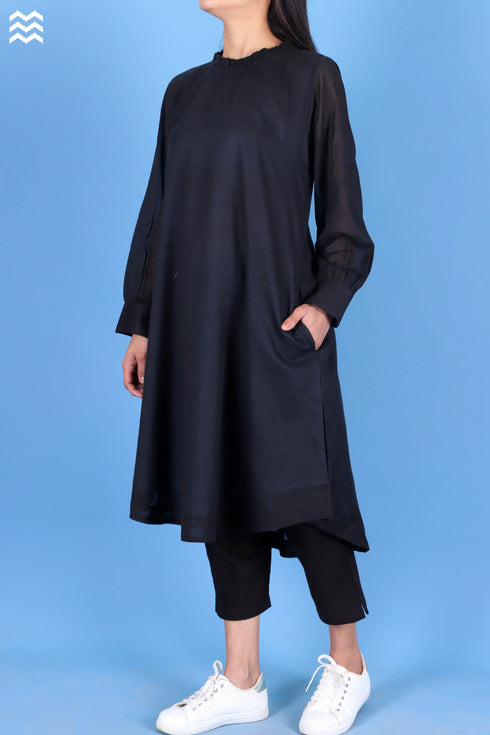Mulmul Cotton Lizard Top In Black