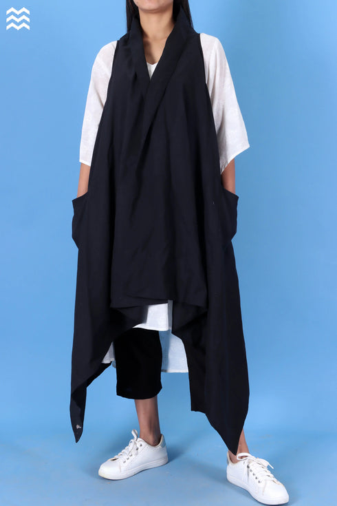 Khaadi Cotton Percy Overlay Jacket In Black