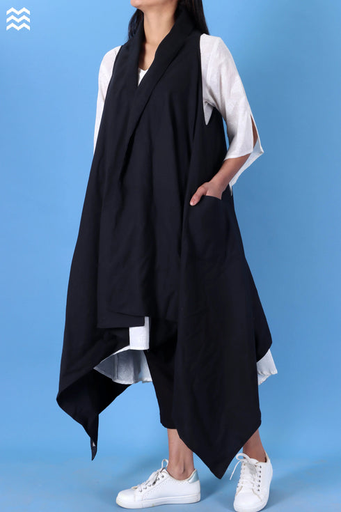 Khaadi Cotton Percy Overlay Jacket In Black