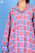 Slub Cotton Long Zoom Shirt In Graphic Block Print