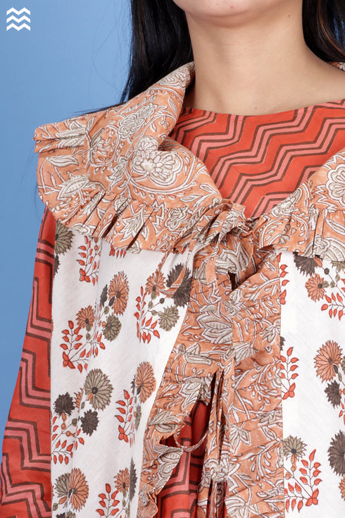 Khaadi Cotton Boho Overlay Jacket In Floral Block Print