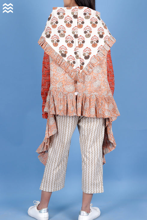 Khaadi Cotton Boho Overlay Jacket In Floral Block Print