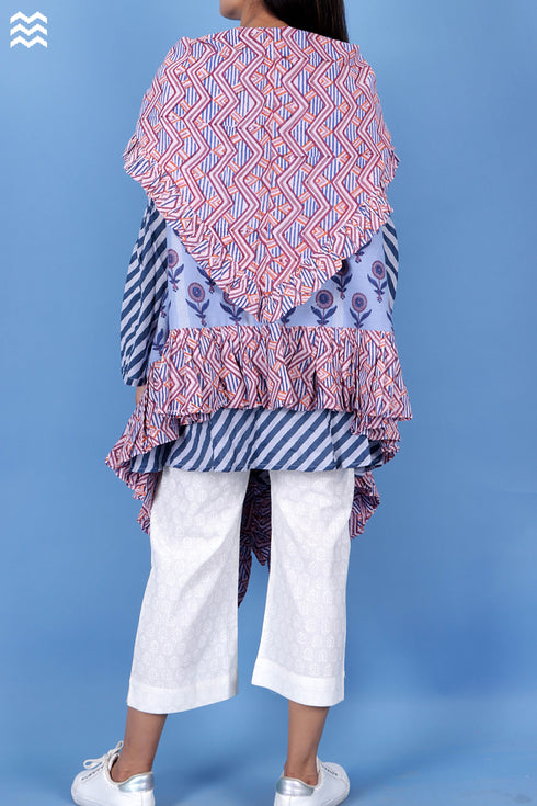 Khaadi Cotton Boho Overlay Jacket In Floral Block Print