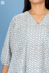 Slub Cotton Rose Top With Geometric Block Print