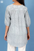 Slub Cotton Rose Top With Geometric Block Print