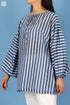 Cotton Silk Stanley Top In Striped Block Print