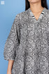 Cotton Slub Classic V-neck Top In Floral Block Print