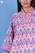 Cotton Slub Classic V-neck Top In Graphic Block Print
