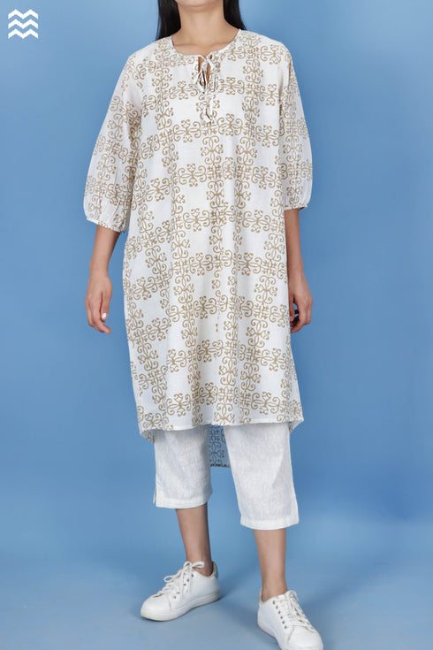 Slub Cotton Sheiba Top In Graphic Block Print