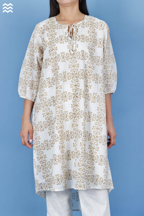 Slub Cotton Sheiba Top In Graphic Block Print