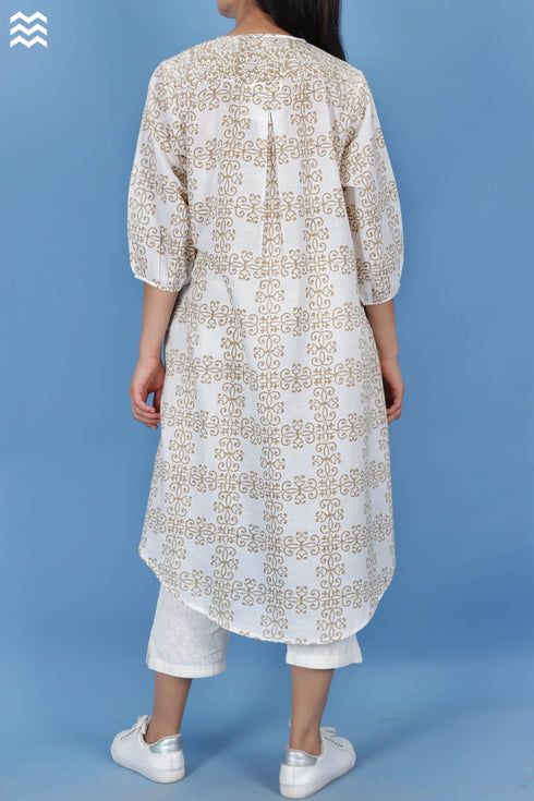 Slub Cotton Sheiba Top In Graphic Block Print