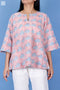 Slub Cotton Annabelle Top In Graphic Block Print