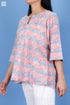 Slub Cotton Annabelle Top In Graphic Block Print