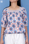 Crepe Cotton Tommy Top In Floral Block Print