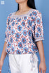 Crepe Cotton Tommy Top In Floral Block Print