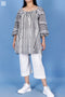Mulmul Cotton Dunning Top In Graphic Block Print