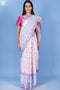 Mulmul Cotton Saree With Fall In Floral Block Print