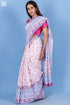Mulmul Cotton Saree With Fall In Floral Block Print