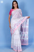 Mulmul Cotton Saree With Fall In Paisley Block Print