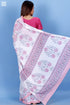 Mulmul Cotton Saree With Fall In Paisley Block Print