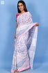Mulmul Cotton Saree With Fall In Floral Block Print