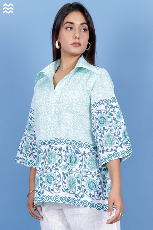 Slub Cotton Zoom Shirt In Assorted Block Print